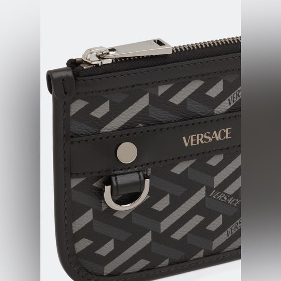 Versace La Greca Pouch Signature Logo Modular Rectangular Unisex 5.75”x4.5” - Picture 4 of 11